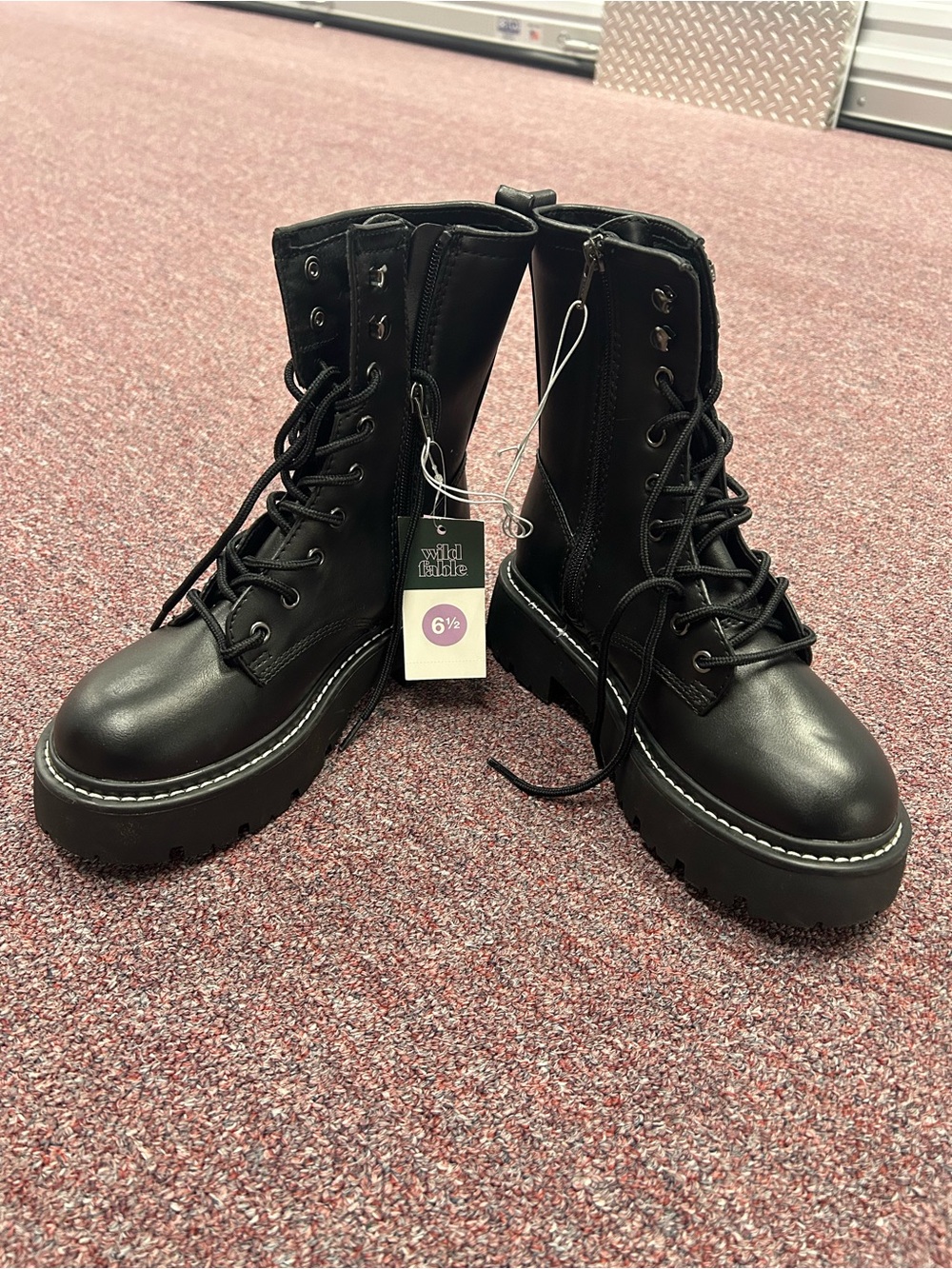 wild fable Black Lace-Up Platform Combat Boots size 6.5